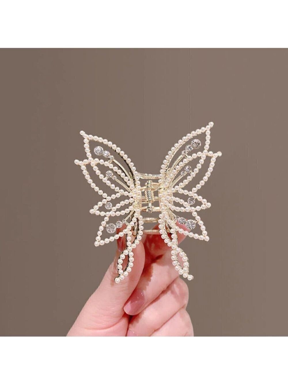 NEW Pearl Rhinestone Embellished Butterfly Hair Clip Claw